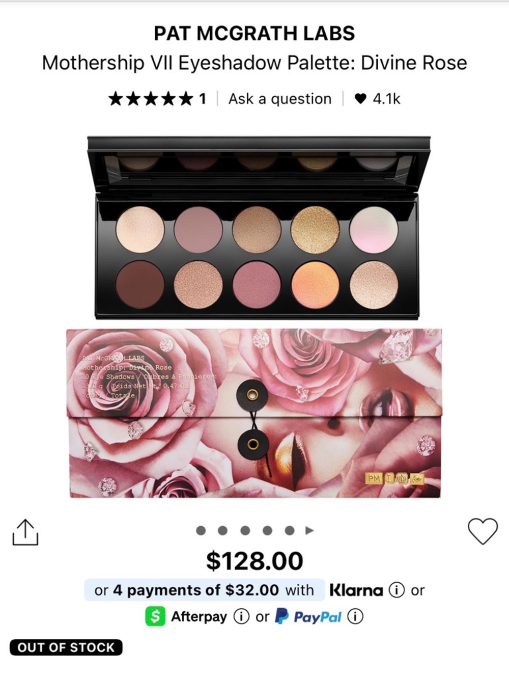 Pat McGrath eye shadow pallet